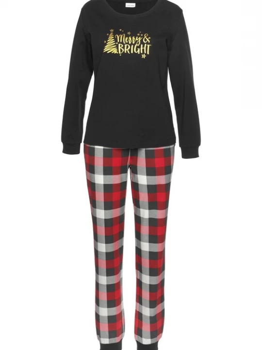 Foto van product LASCANA Pyjama goud / lichtgrijs / vuurrood / zwart
