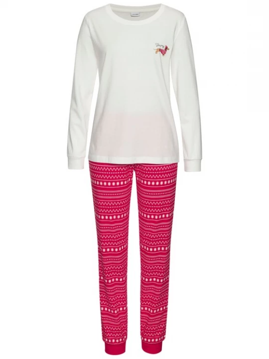 Foto van product LASCANA Pyjama lichtbruin / knalrood / zwart / wit