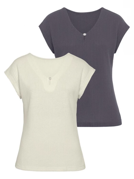 Foto van product LASCANA Shirt ecru / navy / parelwit