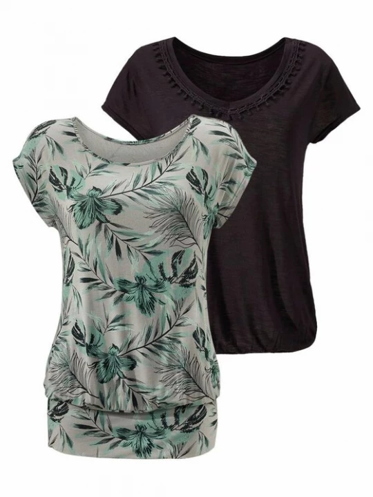 Foto van product LASCANA Shirt grijs / grasgroen / zwart