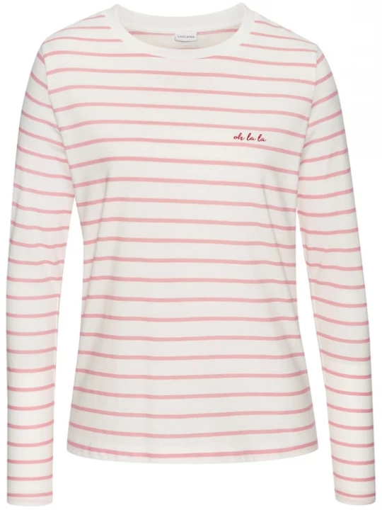 Foto van product LASCANA Shirt rosa / robijnrood / wit