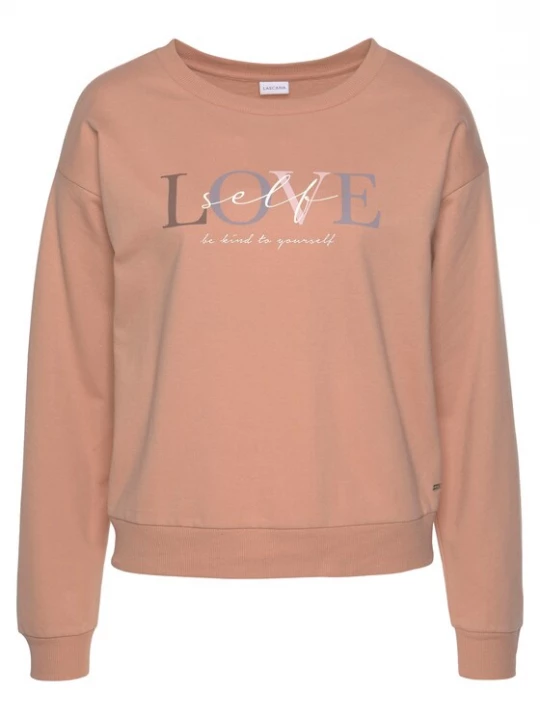 Foto van product LASCANA Sweatshirt smoky blue / chocoladebruin / abrikoos / rosa
