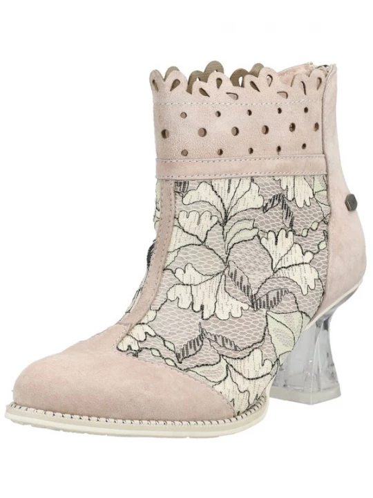 Foto van product Laura Vita Enkellaarsjes beige / rosé / zwart