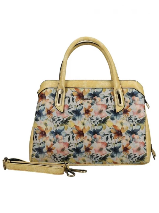 Foto van product Laura Vita Handtas donkerblauw / geel / lichtgeel / lichtoranje