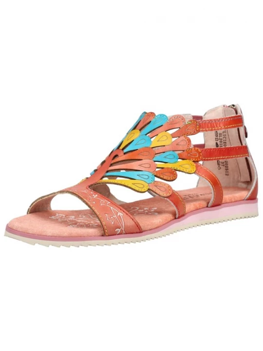 Foto van product Laura Vita Sandalen met riem turquoise / geel / zalm roze