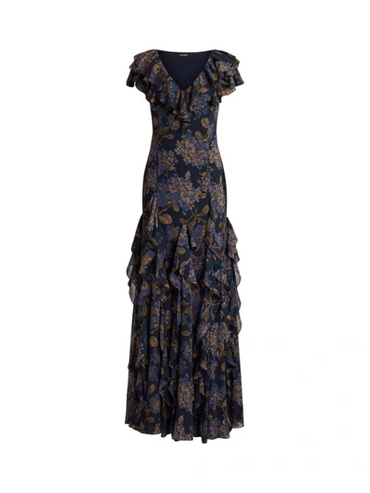 Foto van product Lauren Ralph Lauren Avondjurk blauw / marine / aardetinten