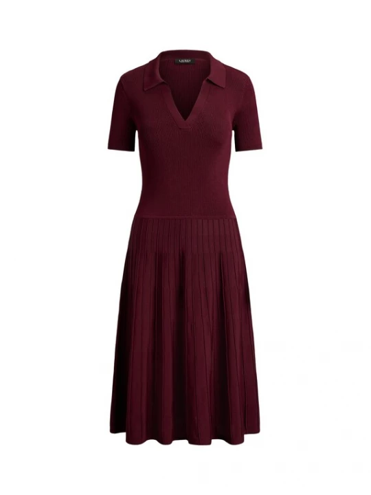 Foto van product Lauren Ralph Lauren Gebreide jurk donkerrood
