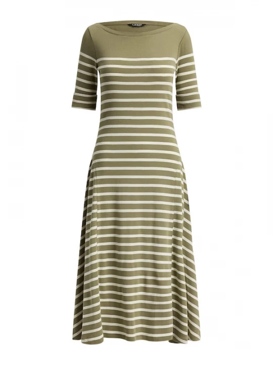 Foto van product Lauren Ralph Lauren Gebreide jurk olijfgroen / wit