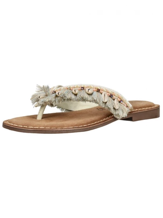 Foto van product LAZAMANI Teenslipper beige / pastelblauw / perzik / wit