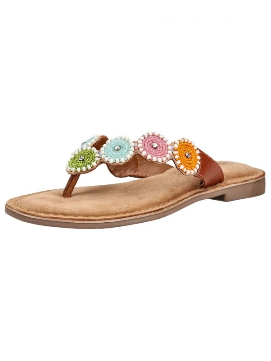 Foto van product LAZAMANI Teenslipper bruin / lichtoranje / rosa