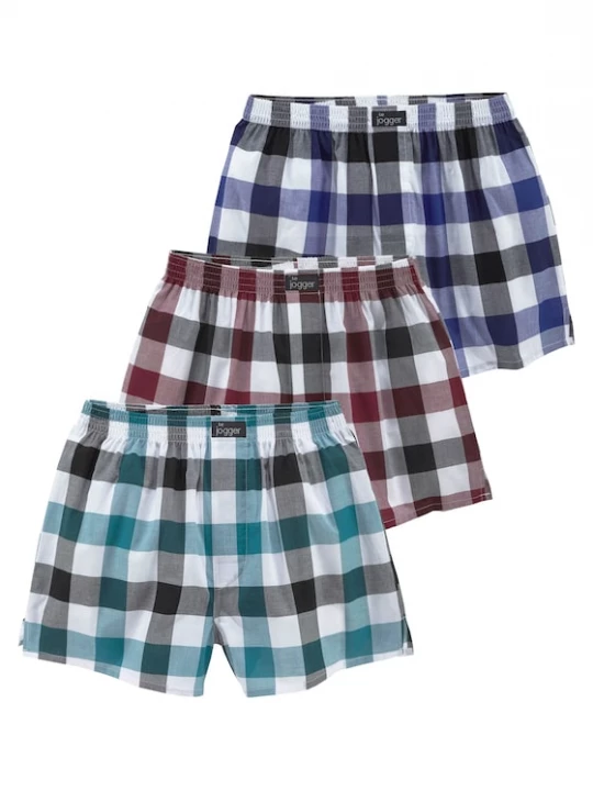 Foto van product LE JOGGER Boxershorts turquoise / royal blue / koningsblauw / wijnrood / wit