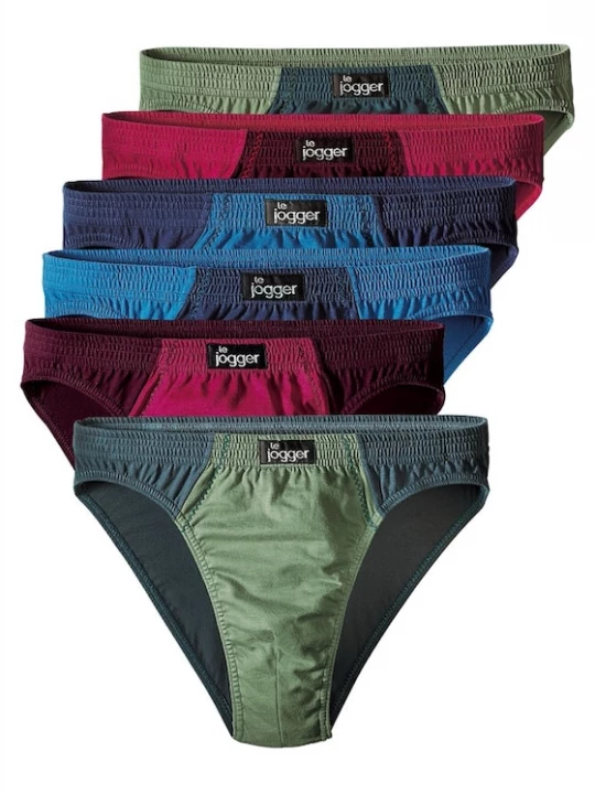 Foto van product LE JOGGER Slip azuur / kaki / spar / wijnrood
