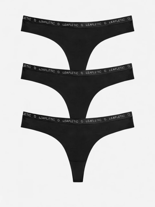 Foto van product LEAFLETIC Broekje 'Leafletic Mid Rise Brazilian' zwart