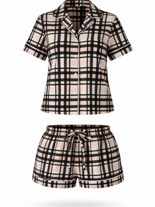 Foto van product LEAFLETIC Korte pyjama 'Leafletic Women’s Check Night Wear Short Set for Women' crème