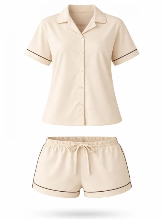 Foto van product LEAFLETIC Korte pyjama 'Leafletic Women’s Night Wear Short Set' crème