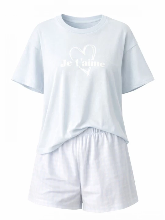 Foto van product LEAFLETIC Korte pyjama 'Leafletic Women’s Nightwear set' lichtblauw