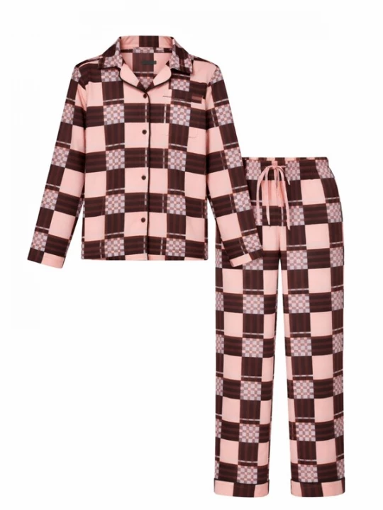 Foto van product LEAFLETIC Pyjama 'Leafletic Women’ Night Wear Long set' bruin / rosé