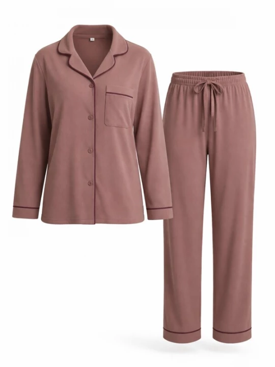 Foto van product LEAFLETIC Pyjama 'Leafletic Women’s Nightwear Long set' bruin gemêleerd