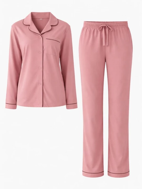 Foto van product LEAFLETIC Pyjama 'Leafletic Women’s Nightwear Long set' oudroze