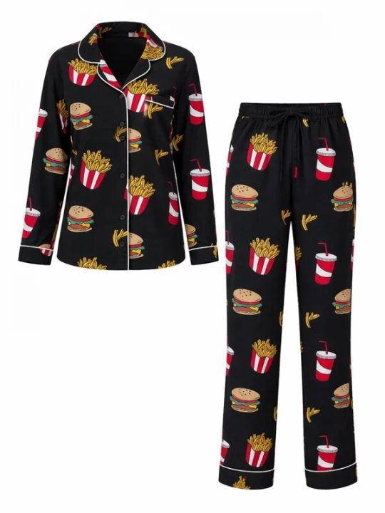 Foto van product LEAFLETIC Pyjama zwart gemêleerd