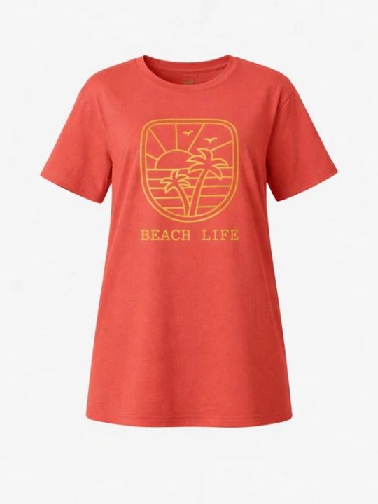 Foto van product LEAFLETIC Shirt 'Leafletic Women’ Short Sleeve Crew Neck T-shirt' oranjerood