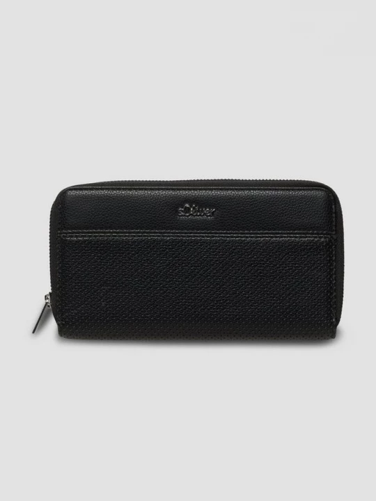 Foto van product Lederlook portemonnee met logo s.Oliver zwart