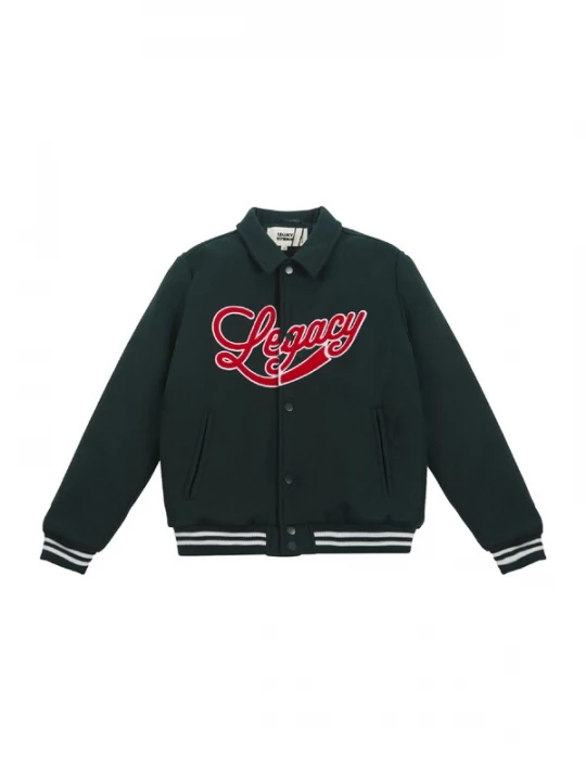 Foto van product Legacy Studios Tussenjas 'Varsity' donkergroen / rood / wit
