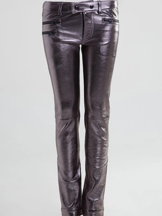 Foto van product Leren broek Diesel zilverkleurig