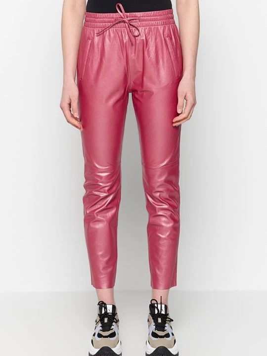 Foto van product Leren broek Oakwood donkerroze