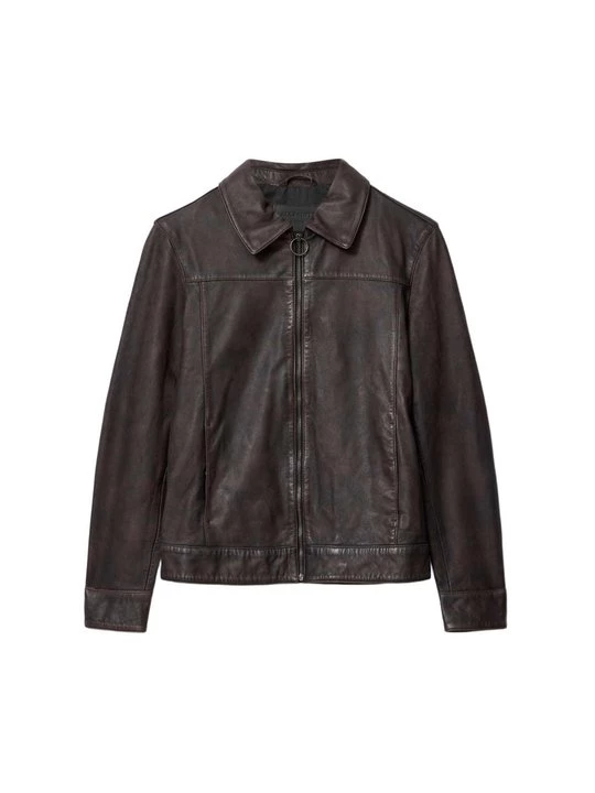 Foto van product Leren jas AllSaints bordeauxrood