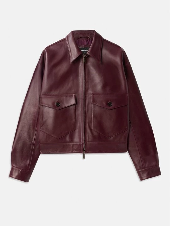 Foto van product Leren jas Dsquared2 bordeauxrood