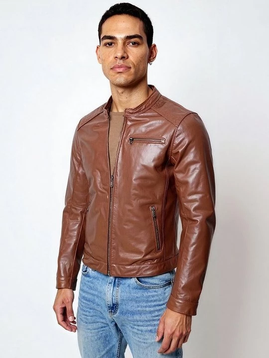 Foto van product Leren jas Lee Cooper cognac