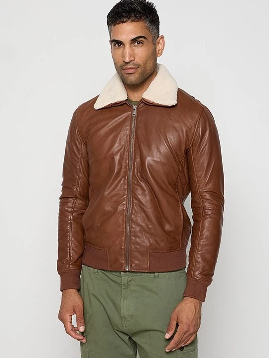 Foto van product Leren jas Lee Cooper cognac