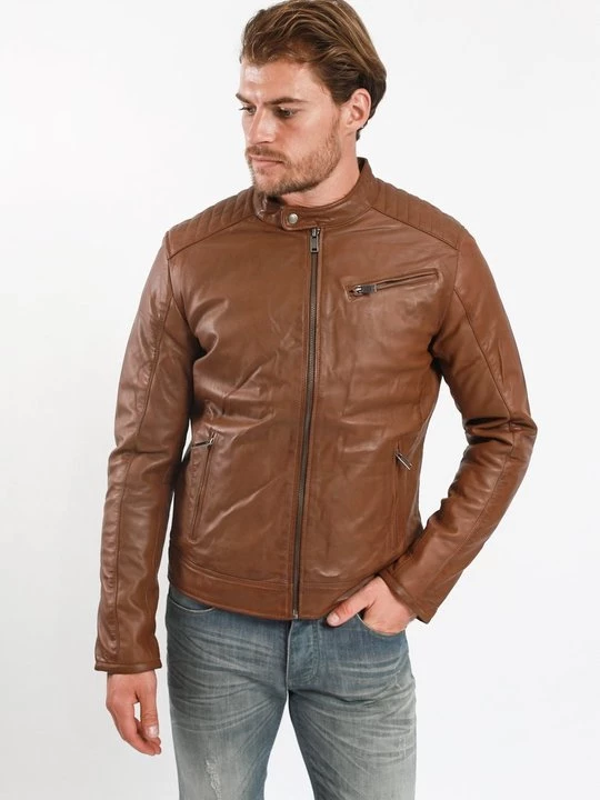 Foto van product Leren jas Lee Cooper cognac