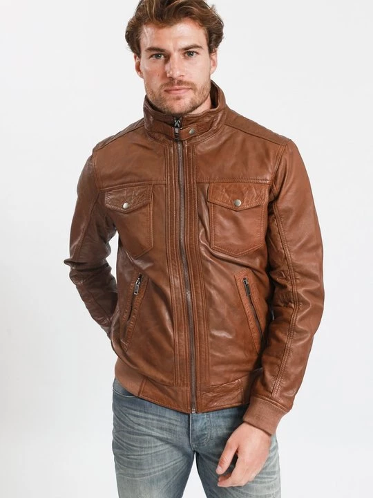Foto van product Leren jas Lee Cooper cognac
