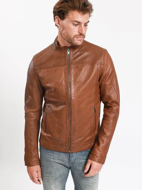Foto van product Leren jas Lee Cooper cognac