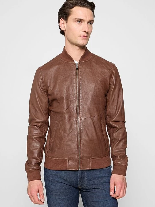 Foto van product Leren jas Lee Cooper cognac