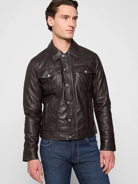 Foto van product Leren jas Lee Cooper donkerbruin