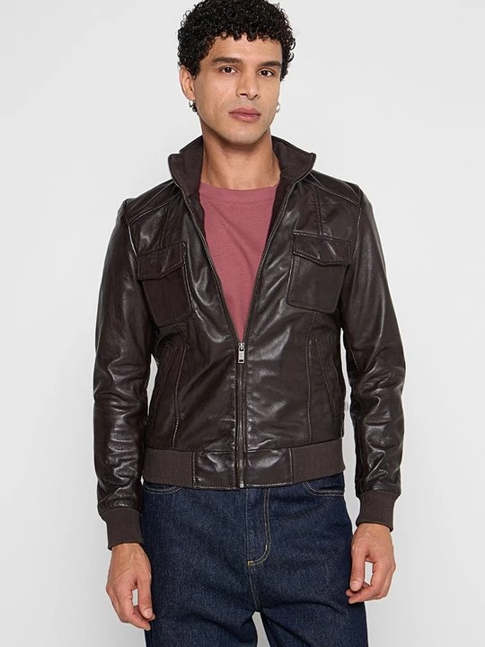 Foto van product Leren jas Lee Cooper donkerbruin