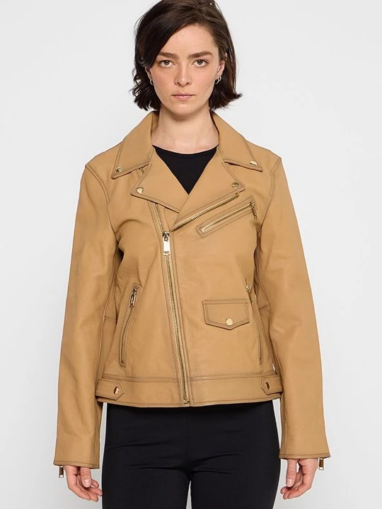 Foto van product Leren jas Michael Kors lichtbruin