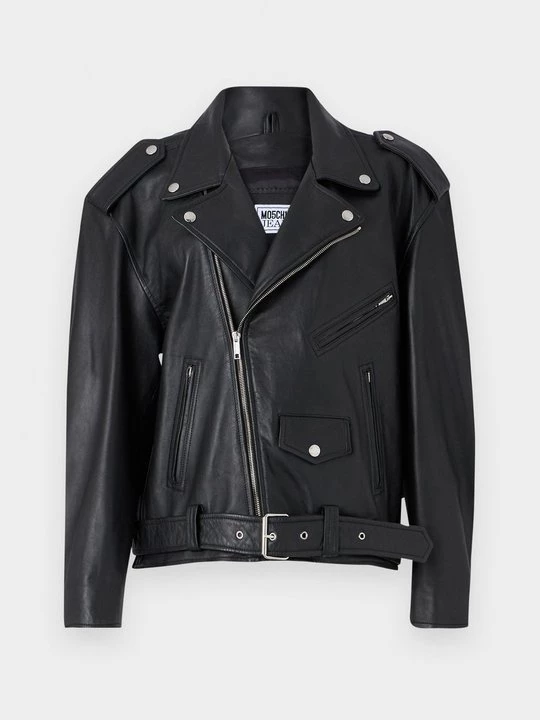 Foto van product Leren jas MOSCHINO zwart