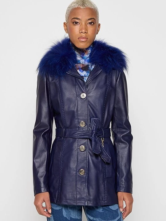 Foto van product Leren jas Versace Jeans Couture donkerblauw