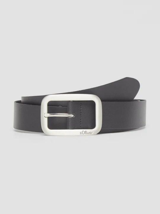 Foto van product Leren riem met rechthoekige gesp en logodetails s.Oliver zwart