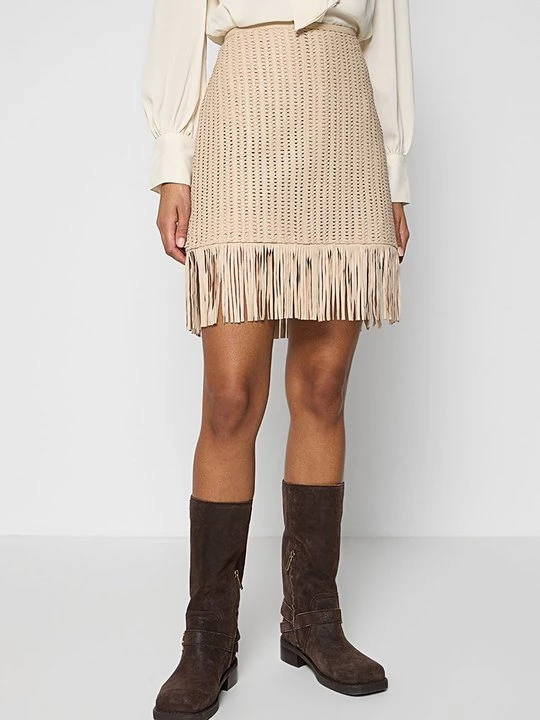 Foto van product Leren rok Lauren Ralph Lauren beżowy