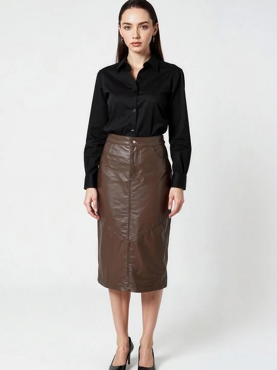 Foto van product Leren rok Lee Cooper bruin