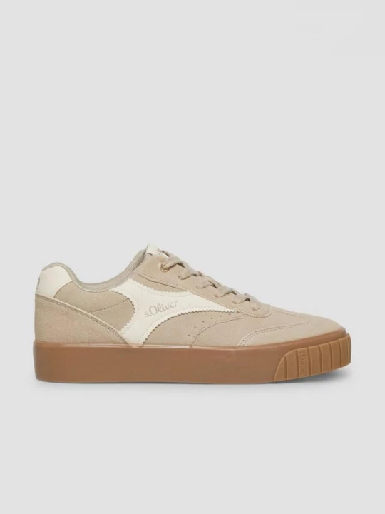 Foto van product Leren sneaker met plateauzool s.Oliver olijfgroen