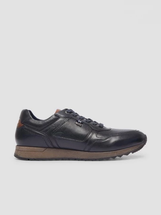 Foto van product Leren veterschoenen met logo in reliëf s.Oliver blauw