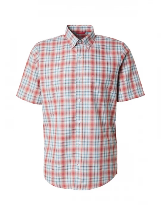 Foto van product LERROS Overhemd aqua / lichtrood / zwart / offwhite