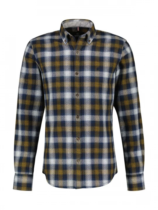 Foto van product LERROS Overhemd donkerblauw / geel / wit