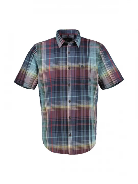 Foto van product LERROS Overhemd navy / geel / riet / rood